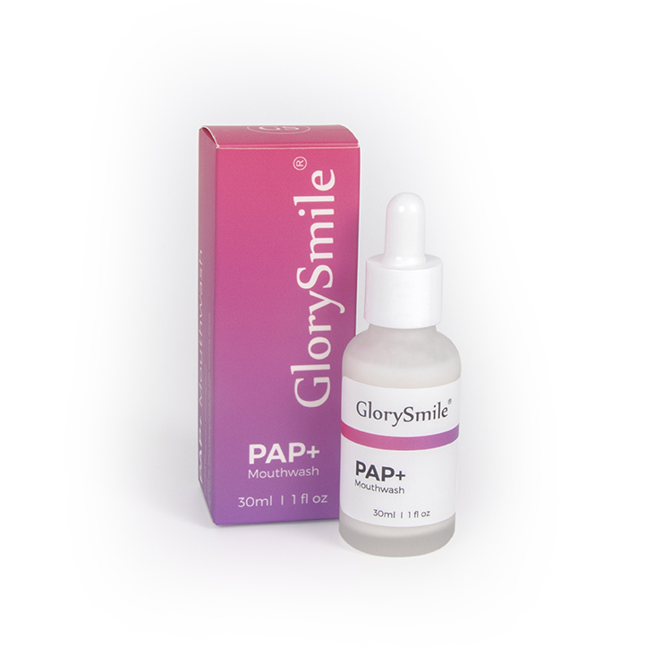 GlorySmile 30ml Pap + Formel Alkoholfreie Zahnweiß-Mundwasser mit Messbecher